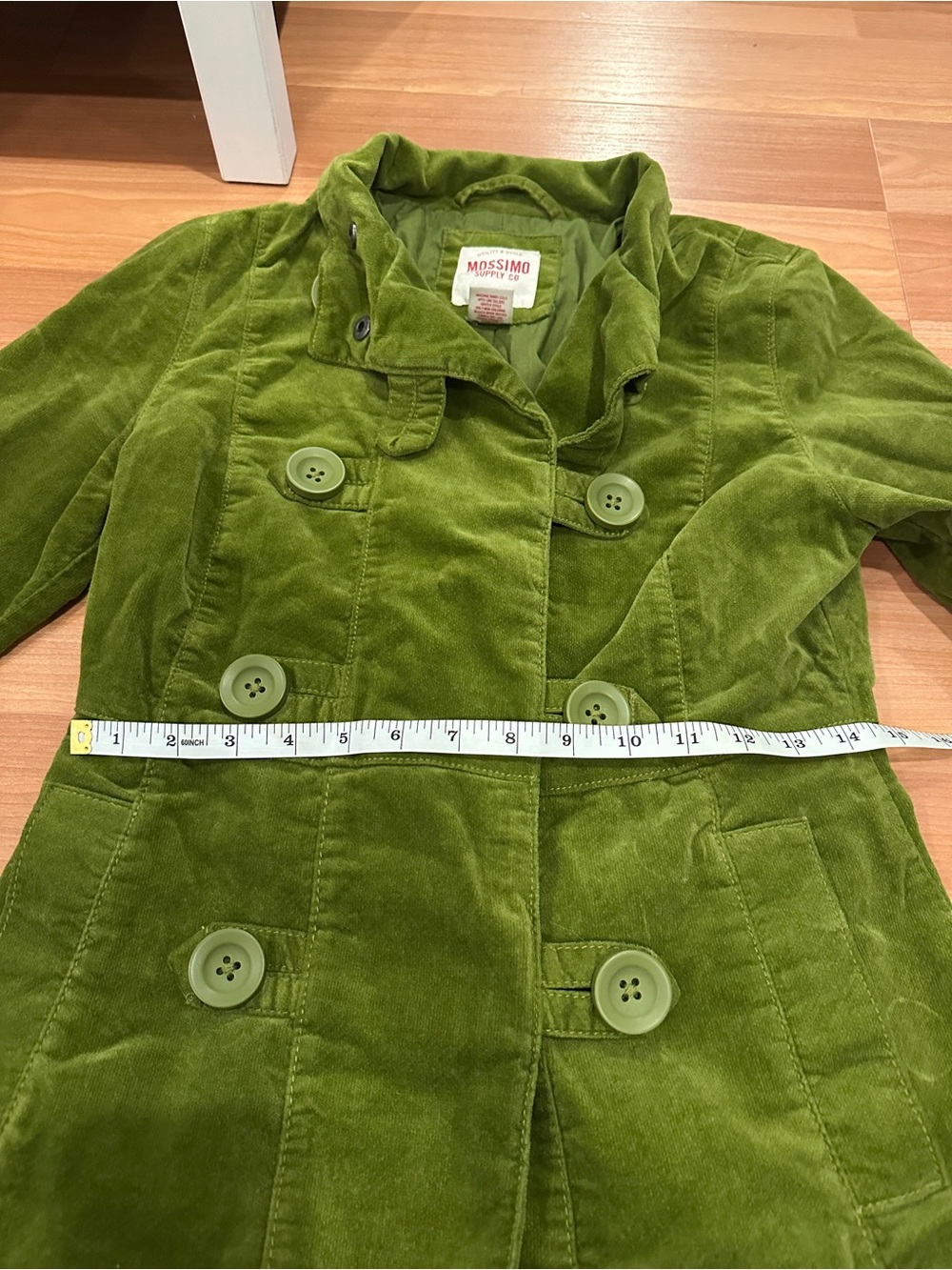 Mossimo Supply Co. Green Double-Breasted Corduroy Pea Coat - Picture 5 of 7